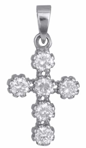 Σταυροί Βάπτισης - Αρραβώνα Λευκόχρυσος σταυρός με πέτρες Κ14 002443 002443 Γυναικείο Χρυσός 14 Καράτια