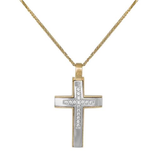 Βαπτιστικοί Σταυροί με Αλυσίδα Βαπτιστικός σταυρός για κορίτσι με αλυσίδα Κ14 044911C 044911C Γυναικείο Χρυσός 14 Καράτια