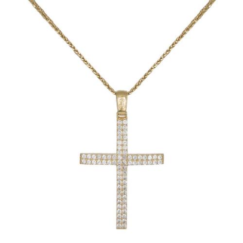 Βαπτιστικοί Σταυροί με Αλυσίδα Χρυσός βαπτιστικός σταυρός με ζιργκόν Κ14 με αλυσίδα 042224C 042224C Γυναικείο Χρυσός 14 Καράτια