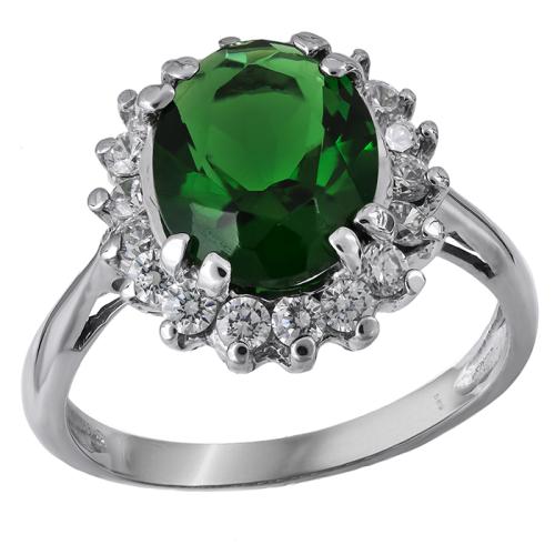 Δαχτυλίδι ροζέτα Κ14 με πράσινη πέτρα 030813 030813 Χρυσός 14 Καράτια
