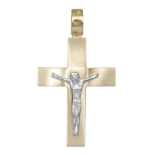 Σταυροί Βάπτισης - Αρραβώνα Βαπτιστικός σταυρός για αγόρι Κ14 με τον Εσταυρωμένο 030981 030981 Ανδρικό Χρυσός 14 Καράτια