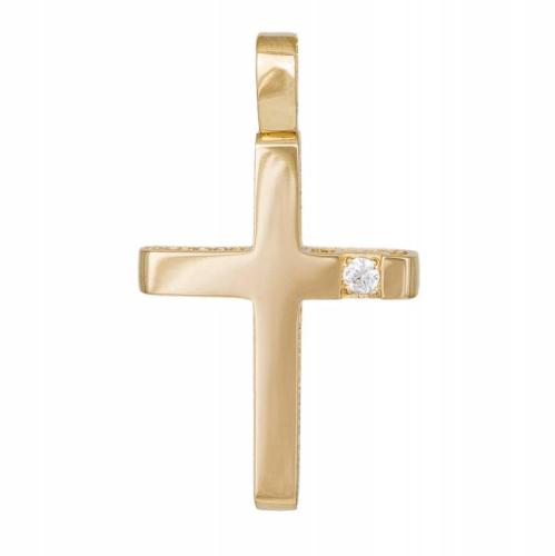 Σταυροί Βάπτισης - Αρραβώνα Χρυσός σταυρός αρραβώνα Κ14 με ζιργκόν 044813 044813 Γυναικείο Χρυσός 14 Καράτια