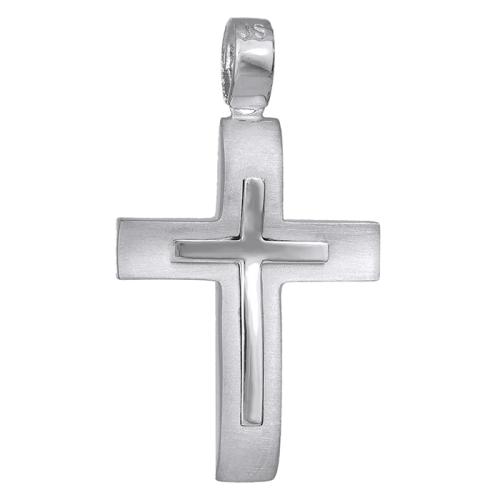 Σταυροί Βάπτισης - Αρραβώνα Λευκόχρυσος ανδρικός σταυρός Κ14 ματ 031504 031504 Ανδρικό Χρυσός 14 Καράτια