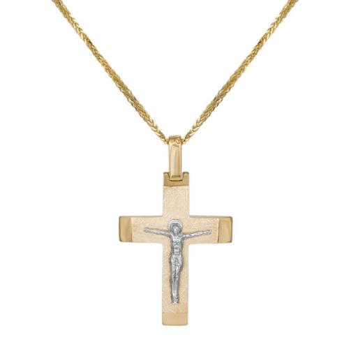 Βαπτιστικοί Σταυροί με Αλυσίδα Δίχρωμος βαπτιστικός σταυρός με τον Εσταυρωμένο Κ14 με αλυσίδα 044806C 044806C Ανδρικό Χρυσός 14 Καράτια