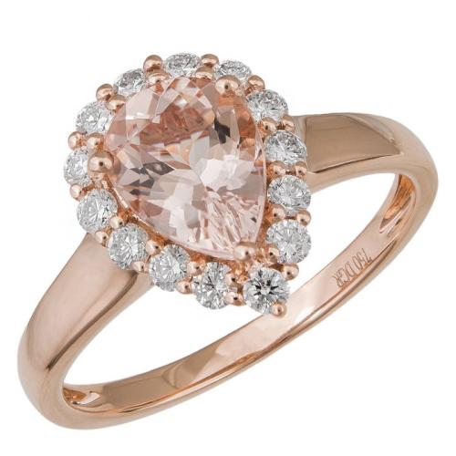 Δαχτυλίδι ροζ gold Κ18 Morganite and Brilliant 037941 037941 Χρυσός 18 Καράτια