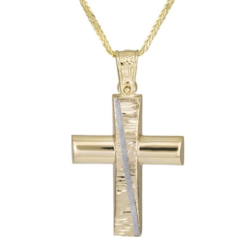 Βαπτιστικοί Σταυροί με Αλυσίδα Αντρικός χρυσός σταυρός Κ14 με αλυσίδα 026188C 026188C Ανδρικό Χρυσός 14 Καράτια