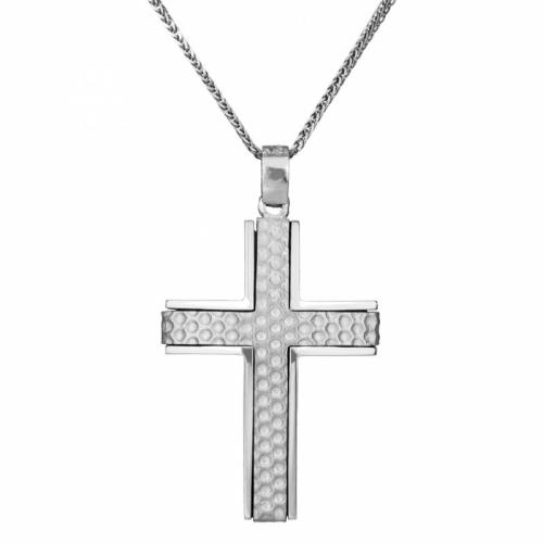 Βαπτιστικοί Σταυροί με Αλυσίδα Βαπτιστικός πομπέ σταυρός 14Κ από λευκόχρυσο με αλυσίδα 033854C 033854C Ανδρικό Χρυσός 14 Καράτια