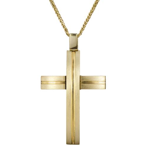Βαπτιστικοί Σταυροί με Αλυσίδα Βαπτιστικός σταυρός διπλής όψης 14Κ 024576C 024576C Ανδρικό Χρυσός 14 Καράτια