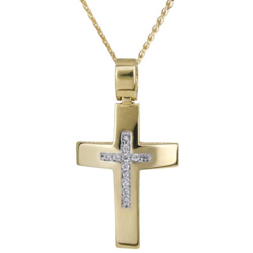 Βαπτιστικοί Σταυροί με Αλυσίδα Χρυσός σταυρός με αλυσίδα Κ14 C024277 024277C Γυναικείο Χρυσός 14 Καράτια