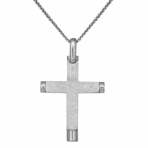 Βαπτιστικοί Σταυροί με Αλυσίδα Λευκόχρυσος Ανδρικός Σταυρός Κ14 με Αλυσίδα 031909C 031909C Ανδρικό Χρυσός 14 Καράτια