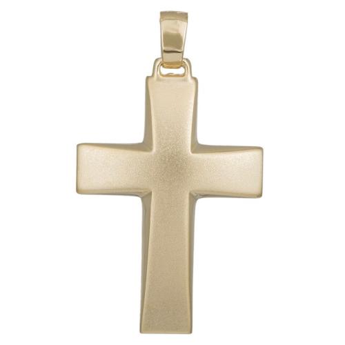 Σταυροί Βάπτισης - Αρραβώνα Χρυσός ματ σταυρός για βάπτιση Κ14 036148 036148 Ανδρικό Χρυσός 14 Καράτια