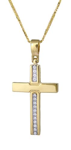 Βαπτιστικοί Σταυροί με Αλυσίδα Χρυσός γυναικείος σταυρός c017414 017414C Γυναικείο Χρυσός 14 Καράτια