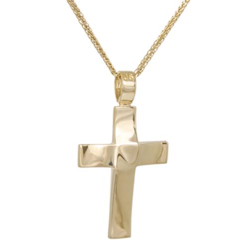 Βαπτιστικοί Σταυροί με Αλυσίδα Χρυσός σταυρός Κ14 σετ με αλυσίδα 030975C 030975C Ανδρικό Χρυσός 14 Καράτια