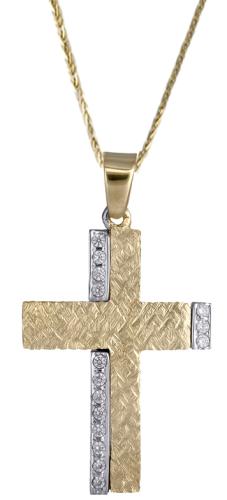 Βαπτιστικοί Σταυροί με Αλυσίδα Γυναικείος σταυρός 14Κ C018011 018011C Γυναικείο Χρυσός 14 Καράτια