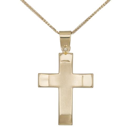 Βαπτιστικοί Σταυροί με Αλυσίδα Βαπτιστικός χρυσός σταυρός με αλυσίδα Κ14 038459C 038459C Ανδρικό Χρυσός 14 Καράτια
