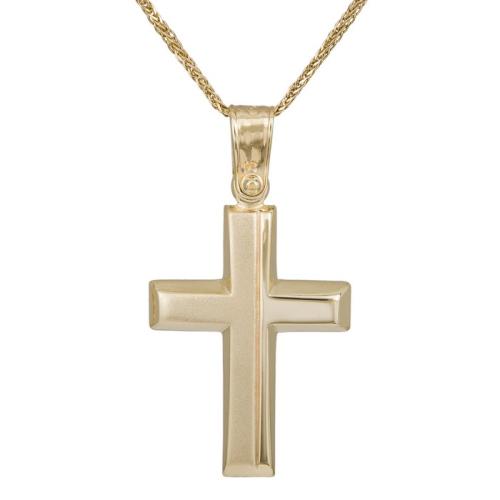 Βαπτιστικοί Σταυροί με Αλυσίδα Βαπτιστικός σταυρός για αγοράκι Κ9 με αλυσίδα 036155C 036155C Ανδρικό Χρυσός 9 Καράτια