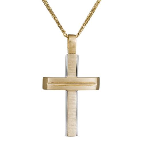 Βαπτιστικοί Σταυροί με Αλυσίδα Χειροποίητος σταυρός με αλυσίδα Κ14 σε διχρωμία 035040C 035040C Ανδρικό Χρυσός 14 Καράτια