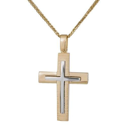 Βαπτιστικοί Σταυροί με Αλυσίδα Δίχρωμος σταυρός με αλυσίδα Κ14 για βάπτιση 034782C 034782C Ανδρικό Χρυσός 14 Καράτια
