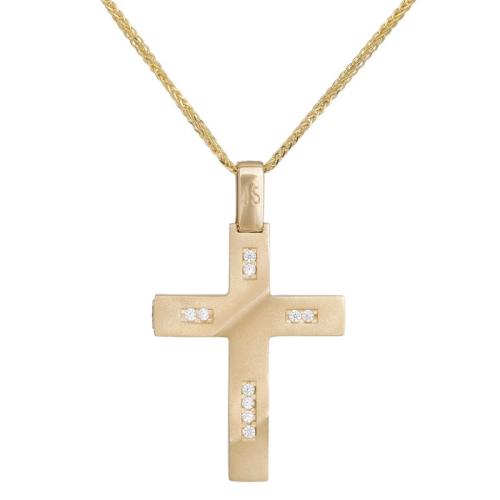 Βαπτιστικοί Σταυροί με Αλυσίδα Γυναικείος κυματιστός σταυρός με αλυσίδα Κ14 038684C 038684C Γυναικείο Χρυσός 14 Καράτια