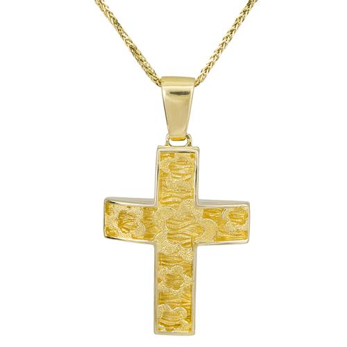 Βαπτιστικοί Σταυροί με Αλυσίδα Γυναικείος σταυρός ανάγλυφος Κ14 με αλυσίδα 028067C 028067C Γυναικείο Χρυσός 14 Καράτια