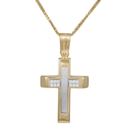 Βαπτιστικοί Σταυροί με Αλυσίδα Γυναικείος σταυρός αρραβώνα Κ9 με αλυσίδα 036163C 036163C Γυναικείο Χρυσός 9 Καράτια