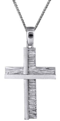 Βαπτιστικοί Σταυροί με Αλυσίδα Λευκόχρυσος σταυρός 9Κ C013820 013820C Ανδρικό Χρυσός 9 Καράτια