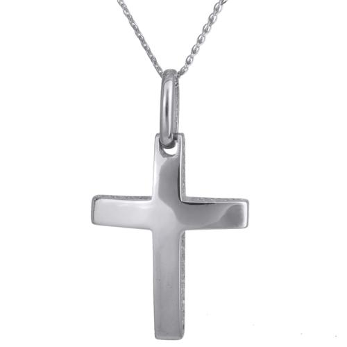 Βαπτιστικοί Σταυροί με Αλυσίδα Λευκόχρυσος σταυρός Κ14 με αλυσίδα 024264C 024264C Ανδρικό Χρυσός 14 Καράτια