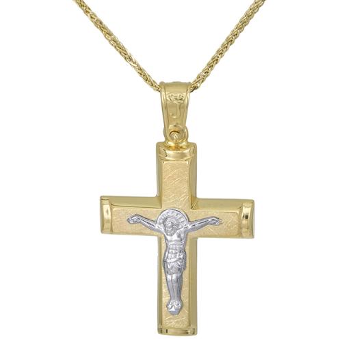 Βαπτιστικοί Σταυροί με Αλυσίδα Σταυρός Κ14 με τον Εσταυρωμένο & αλυσίδα 027064C 027064C Ανδρικό Χρυσός 14 Καράτια