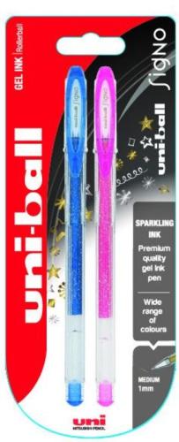 Uni-Ball Στυλό Gel Rollerball Sparkling Μπλε/Ροζ 1mm-2Τμχ (BL-6499)