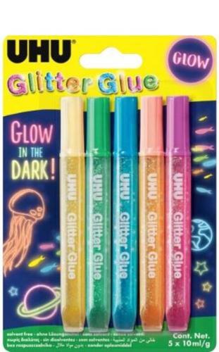 UHU Glitter Glue Glow In The Dark 5x10ml (48211)