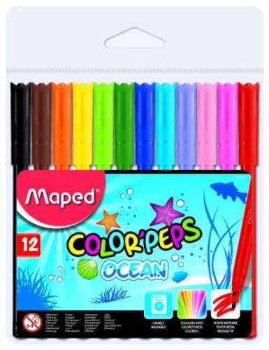Maped Μαρκαδόροι Color'Peps Ocean Πλαστική Θήκη-12Τμχ (845720)