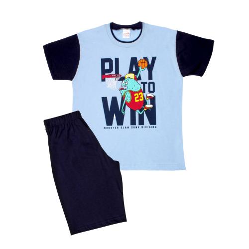 Πιτζάμα Παιδική Καλοκαιρινή Minervakia Play To Win 61678 Γαλάζιο Νο6 Νο6
