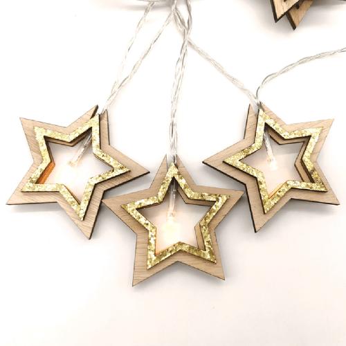 Χριστουγεννιάτικη Διακοσμητική Γιρλάντα Μπαταρίας Με 10 Led Φωτάκια Aca Star Gold X061011206B