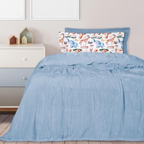 Κουβέρτα Fleece Μονή (160x220) Das Home Velour 1344 Ciel