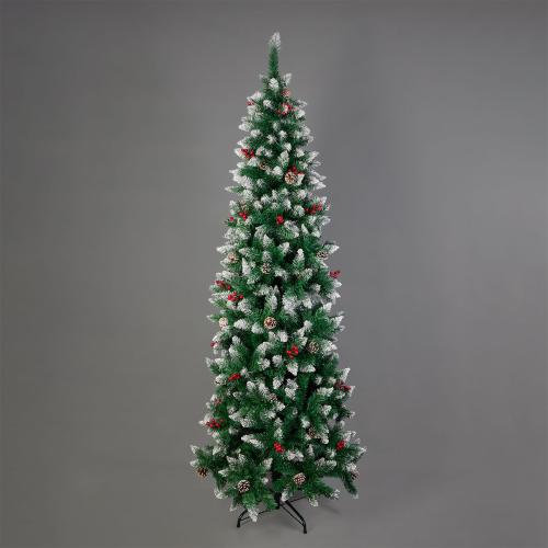 Χριστουγεννιάτικο Δέντρο Slim Χιονισμένο 240εκ. / 900 Κλαδιά Με Μεταλλική Βάση Eurolamp 600-30622