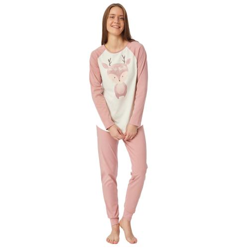 Πιτζάμα Γυναικεία Χειμωνιάτικη Minerva Snowman 52407-051 Pink /Grey SMALL SMALL