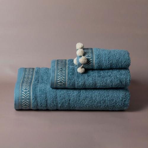Πετσέτες Μπάνιου (Σετ 3τμχ) White Fabric Dorey Pompom 500gsm