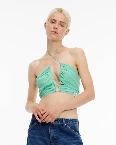 Γυναικεία Crop Μπλούζα Calvin Klein - Wrap Strappy Crinkle
