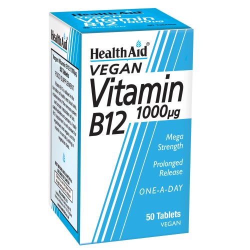 Health Aid Βιταμίνη B12 1000μg Καλή Λειτουργία του Νευρικού Συστήματος 50tabs
