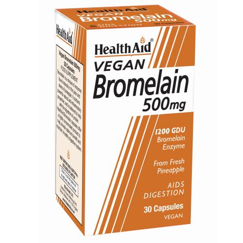 Health Aid Bromelain 500mg Συμπλήρωμα Διατροφής με Βρομελαΐνη, Φυσικό Πεπτικό Ένζυμο που Βοηθά στην Βελτίωση της Πέψης 30caps