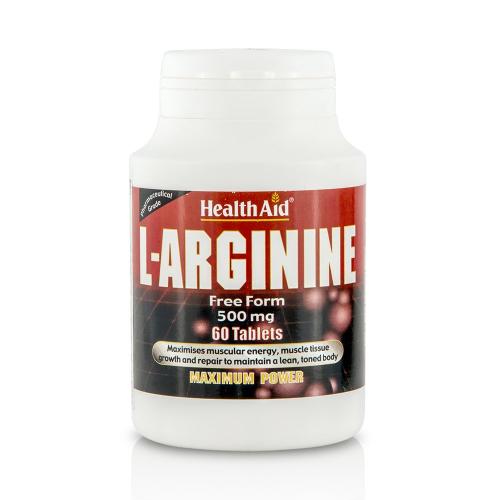 Health Aid L-Arginine Αργινίνη 500mg για Παραγωγή Ενέργειας στους Μύες 60tabs