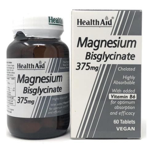 Health Aid Magnesium Bisglycinate 375mg & Vitamin B6 Χηλικό Μαγνήσιο & Βιταμίνη Β6 60tabs