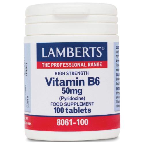 Lamberts B-6 Pyridoxine Συμπλήρωμα Διατροφής για την Υγεία του Καρδιαγγειακού Συστήματος 50mg 100tabs