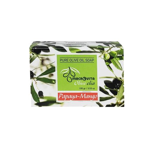 Macrovita Pure Oilve Oil Soap Σαπούνι Ελιάς σε Πλάκα 100g - Παπάγια / Μάνγκο