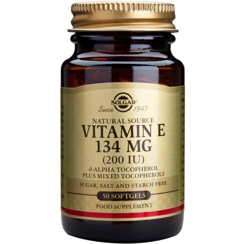 Solgar Natural Vitamin E 134mg Συμπλήρωμα Διατροφής με Φυσικής Πηγής Βιταμίνη Ε Πλούσια σε Αντιοξειδωτικά 50 Softgels