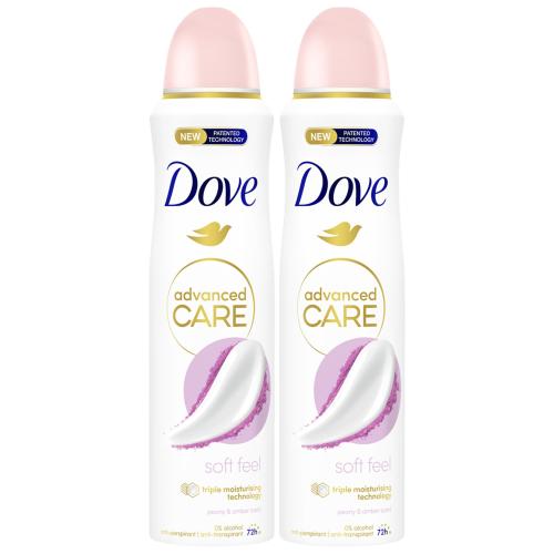 Dove Πακέτο Προσφοράς Advance Soft Feel Peony & Amber Scent 72h Anti-Perspirant Spray 2x150ml (1+1 Δώρο)