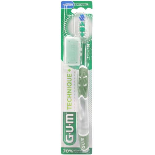 Gum Technique+ Medium Toothbrush Χειροκίνητη Οδοντόβουρτσα με Μέτριες Ίνες 1 Τεμάχιο, Κωδ 492 - Πράσινο