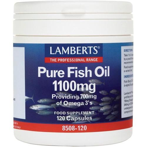 Lamberts Pure Fish Oil Συμπλήρωμα Διατροφής για την Ενίσχυση της Λειτουργίας της Καρδιάς, του Εγκεφάλου & της Όρασης 1100mg, 120caps