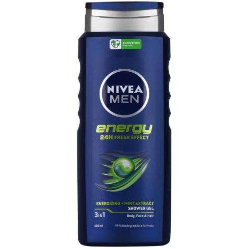 Nivea Men Energy Shower Gel Αφρόλουτρο για Σώμα, Πρόσωπο & Μαλλιά με Εκχύλισμα Μέντας 500ml