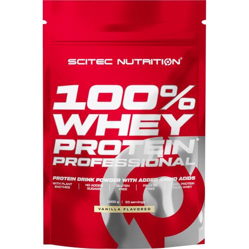Scitec Nutrition 100% Whey Protein Professional Συμπλήρωμα Διατροφής με Καθαρή Πρωτεΐνη Ορού Γάλακτος Εμπλουτισμένη με Αμινοξέα 1000g- Vanilla